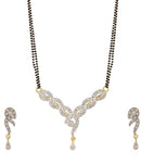 American Diamond Gold Plated Pendant Jewellery with Chain and Earrings for Women