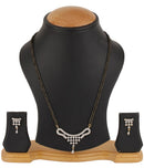 American Diamond Gold Plated Pendant Jewellery with Chain and Earrings for Women