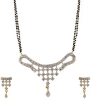 American Diamond Gold Plated Pendant Jewellery with Chain and Earrings for Women