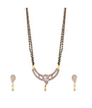 American Diamond Gold Plated Magalsutra with Chain and Earrings for Women