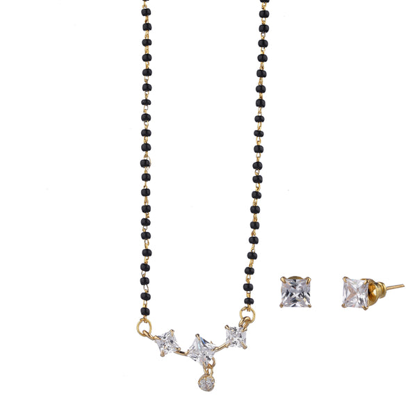 Gold Plated AD Square Shape Multi Stud Style Mangalsutra for Worman