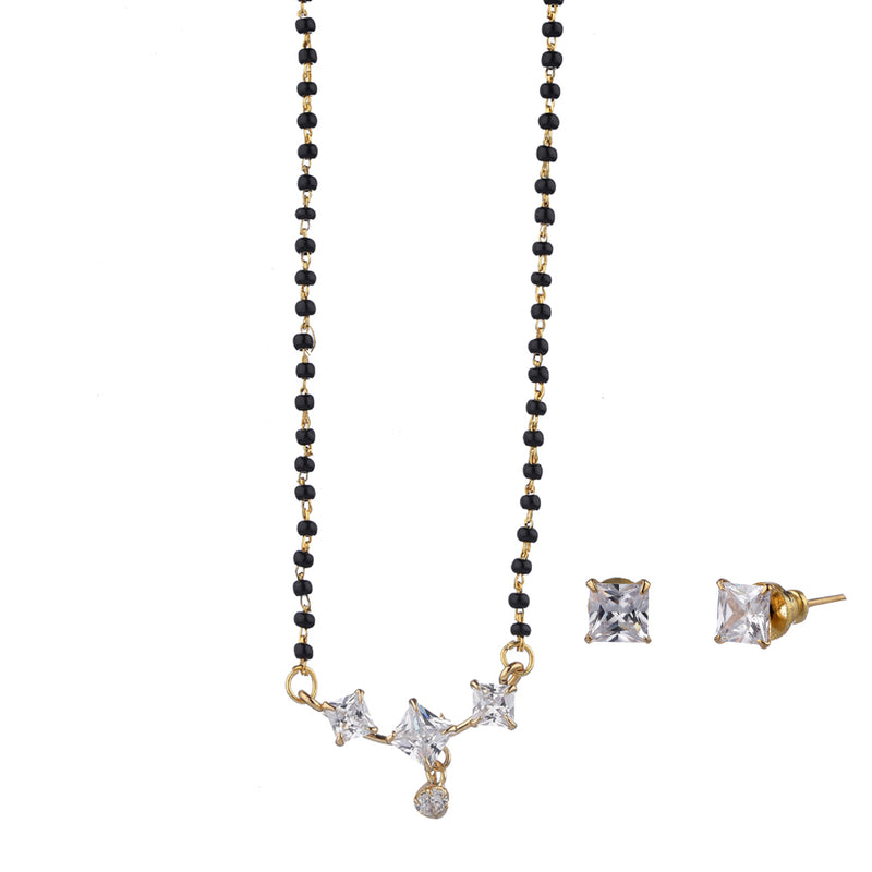 Gold Plated AD Square Shape Multi Stud Style Mangalsutra for Worman