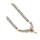 Gold Plated American Diamond Studded Star Drop Red Stone Black Beaded Magalsutra With Earring Traditional Jewellery For Women