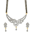 Gold Plated Stylish American Diamond Studded Antique Style Mangalsutra  with Earrings for Women