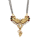 Tradional Peacock Style Copper Alloy Gold Plated  Mangalsutra With Earrings For Women