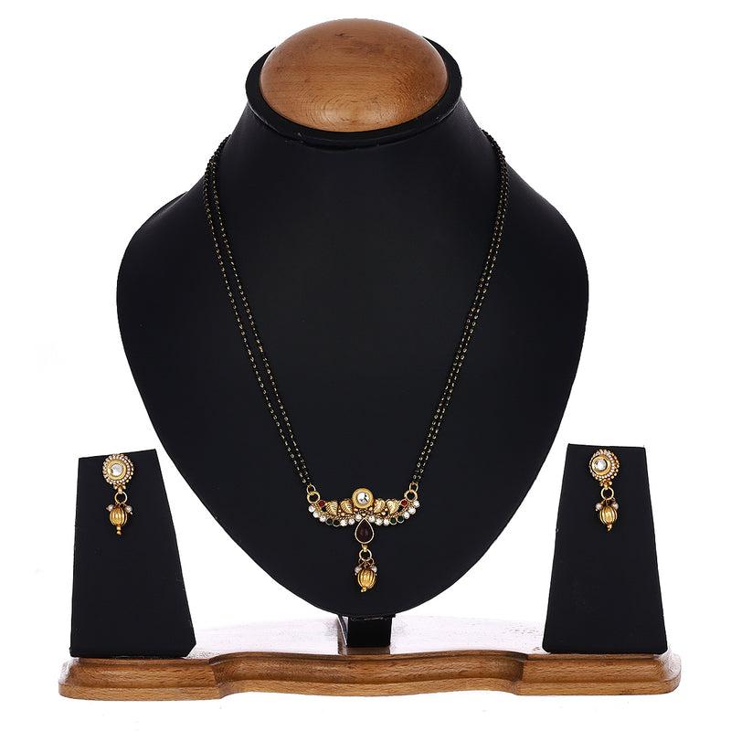 Gold Plated Copper Alloy with Pearl & American Diamond Mangalsutra  For Women