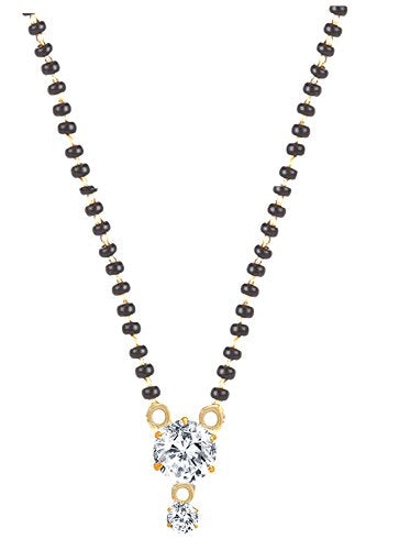Trillion Shaped Gold Plated American Diamond Soitare Style Mangalsutra for Women