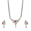 Gold Plated American Diamond Red and Pink Tanmaniya Nallapusalu with Earrings