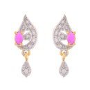 Gold Plated American Diamond Red and Pink Tanmaniya Nallapusalu with Earrings