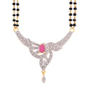 Gold Plated American Diamond Red and Pink Tanmaniya Nallapusalu with Earrings