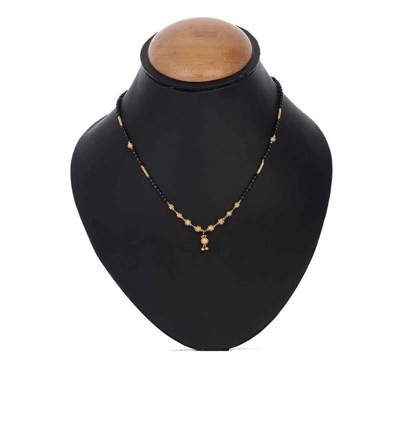 Traditional Gold Plated Pearl Mangalsutra With Black Bead Chain for Women