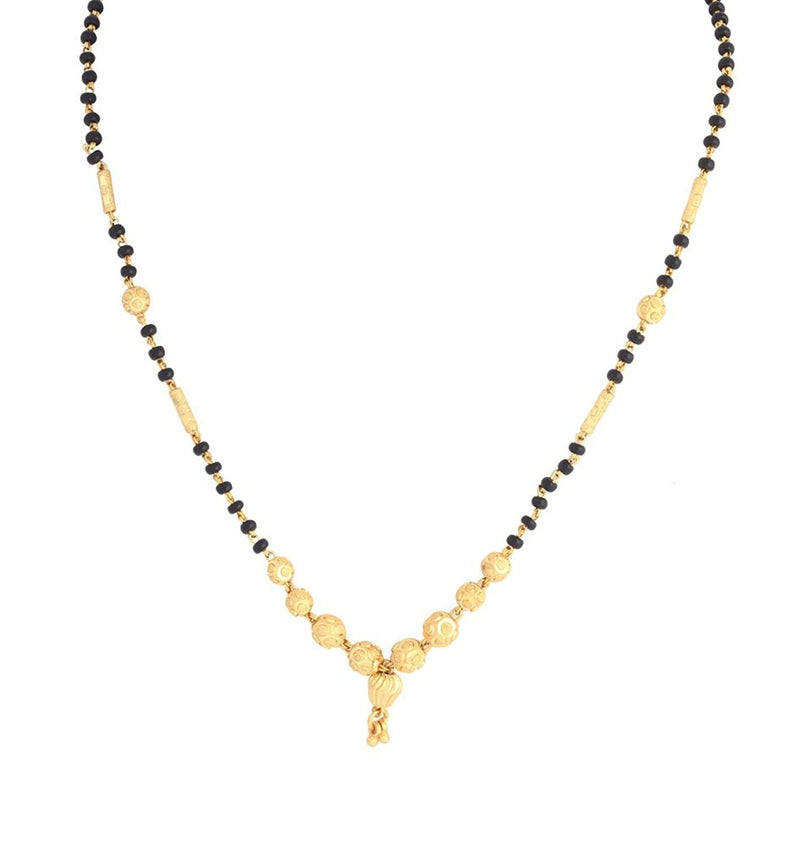Traditional Gold Plated Pearl Mangalsutra With Black Bead Chain for Women