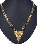 Gold Plated Traditional Tribal Style Pendant Long Golden Chain Mangalsutra With Black Bead Tanmaniya Nallapusalu Jewellery for Women