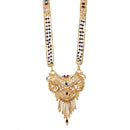 Gold Plated Traditional Tribal Style Pendant Long Golden Chain Mangalsutra With Black Bead Tanmaniya Nallapusalu Jewellery for Women