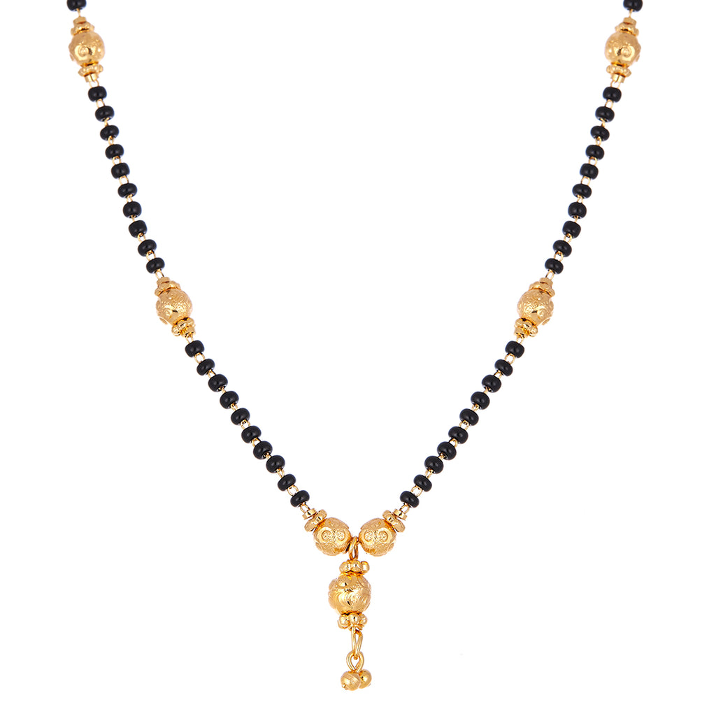 Gold Plated Brass Pearl With Black Bead Tanmaniya Nallapusalu Chain fo
