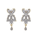 Flower and Lotus Leaf Shaped Gold Plated  American Diamond Studded Silver Finish Mangalsutra With Earrings Jewellery For Women