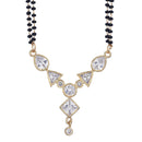 Multi Shaped  Gold Plated Kundan Style CZ Mangalsutra With Black Beads Chain for Women