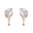 Magalsutra Gold Plated American Diamond Studded Leaf Shaped Pendant with Earrings for Women.