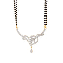 Magalsutra Gold Plated American Diamond Studded Leaf Shaped Pendant with Earrings for Women.