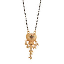 Tradition Style Flower Shaped Gold Plated  Black Beads Chain Mangalsutra  For Women