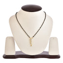 Gold Plated Solitare Style Pendant Tanmaniya Nallapusalu Mangalsutra With Black Bead Chain Jewellery For Women