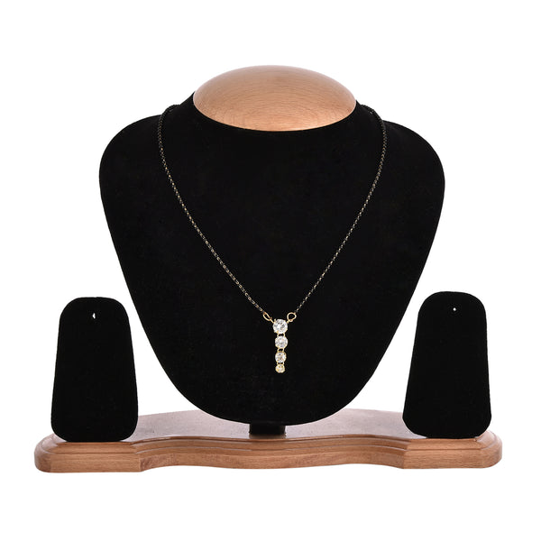 Gold Plated Solitare Cushion Style  Tanmaniya Nallapusalu Mangalsutra With Black Bead Chain  For Women
