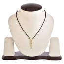 Gold Plated Solitare Asscher Style Pendant Tanmaniya Nallapusalu Mangalsutra With Black Bead Chain Jewellery For Women