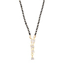 Gold Plated Solitare Asscher Style Pendant Tanmaniya Nallapusalu Mangalsutra With Black Bead Chain Jewellery For Women
