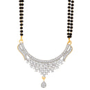 Gold-Plated White & Black Stone-Studded & Beaded Designer Mangalsutra Set
