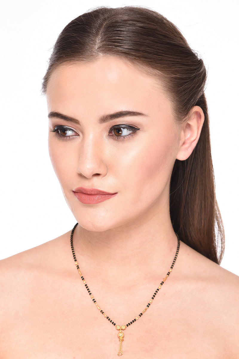 Mangalsutra Gold Plated Traditional with Black Beads for Women.