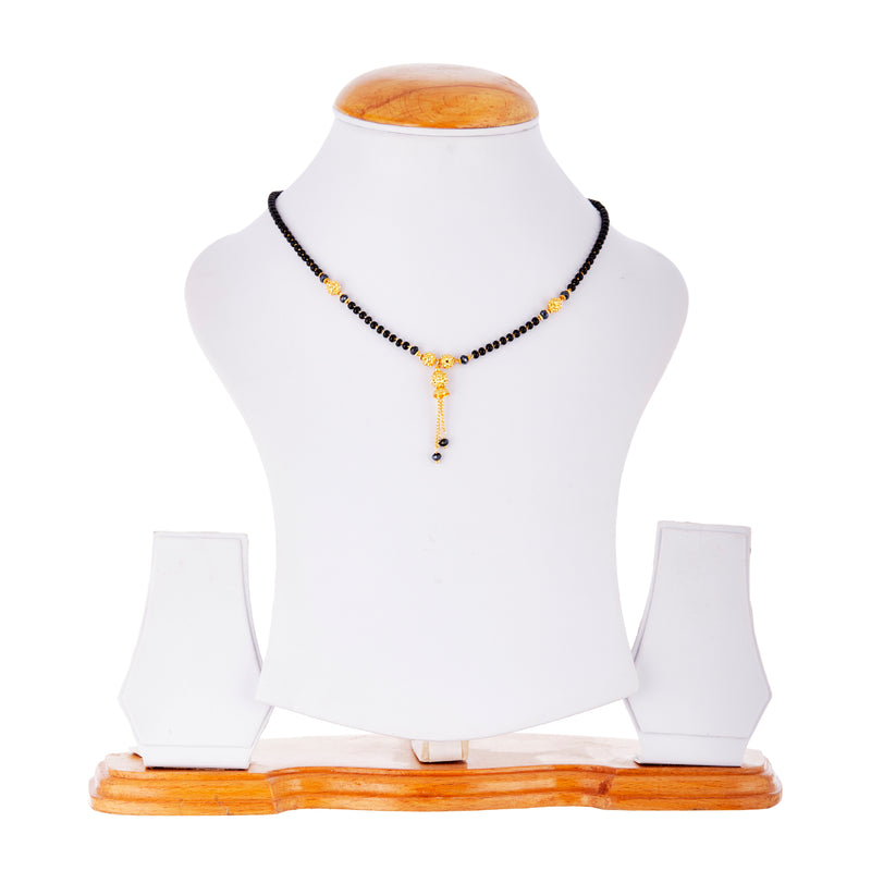 Gold Plated Brass Beads Temple Style Necklace Tanmaniya Nallapusalu Mangalsutra Jewellery For Women