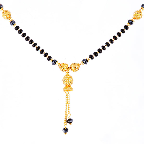 Gold Plated Brass Beads Temple Style Necklace Tanmaniya Nallapusalu Mangalsutra Jewellery For Women