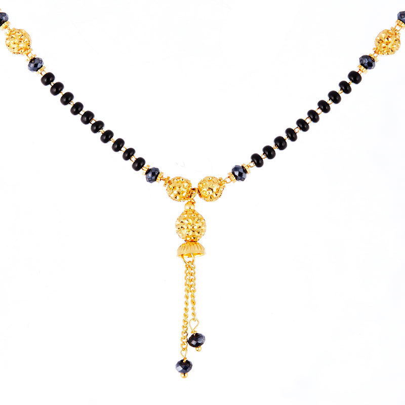 Gold Plated Brass Beads Temple Style Necklace Tanmaniya Nallapusalu Mangalsutra Jewellery For Women