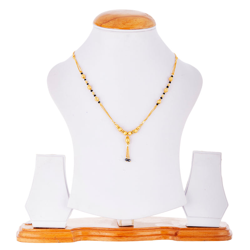 Mangalsutra Gold Plated Pearl With Black Beads Chain Jewellery For Women