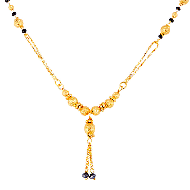 Mangalsutra Gold Plated Pearl With Black Beads Chain Jewellery For Women