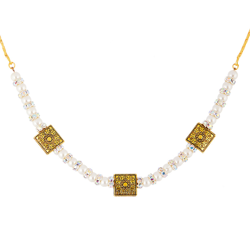 Tradition Gold White Pearl  Stone Studded Tanmaniya Nallapusalu Mangalsutra Jewellery For Women