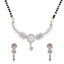 Gold Plated American Diamond Alloy Base Stylish Tanmaniya Nallapusalu Mangalsutra with Earrings for Women
