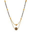 Mangalsutra Gold Plated American Diamond Studded Multi Strand Golden Pearl With Black Bead Chain Jewellery For Women