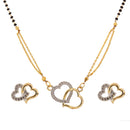 Heart Shaped American Diamond Mangalsutra with Chain and Earrings for Women