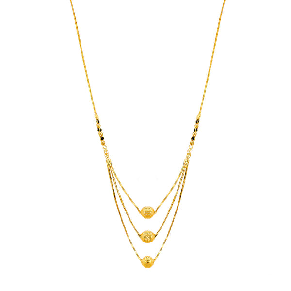 Traditional Gold Plated Black Bead Emblished Triple Layered Mangalsutra