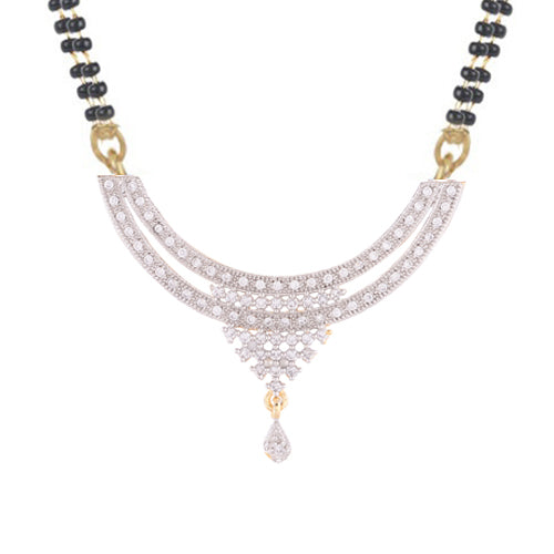 American Diamond Gold Plated Mangalsutra with Earrings for Jewellery