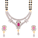 Traditional White & Gold American Diamond Gold-Plated Mangalsutra