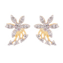 Mangalsutra American Diamond Studded Gold Plated Floral Design Traditional Jewellery with Black Beads & Earrings Combo for Women