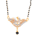 CZ Peacock Style White Gold Plated Jewellery with Black Bead Chain for Worman