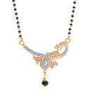 CZ Peacock Style White Gold Plated Drop Hoop Black Bead Magalsutra for Worman