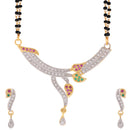 CZ Stylish Pink & Green Stud Style Gold Plated Magalsutrafor Worman