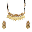 Temple Coin Gold Plated and Multi Color Beads Magalsutra with Earrings and Chain for Women