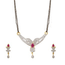 CZ Floral Red Stud Style Gold Plated Mangalsutra Jewellery for Worman