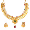 Traditional Jewellery Gold Plated Temple Coin Necklace Set with Earrings