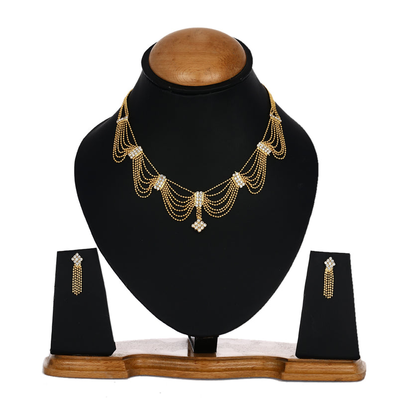 American Diamond Gold Plated Necklace Jewellery Set for Women